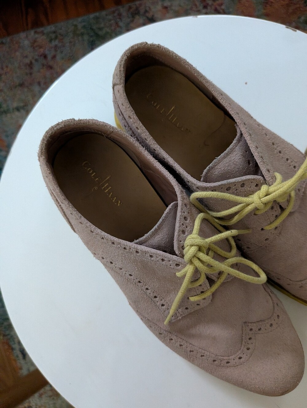 Cole Haan LunarGrand Tan Suede Wingtip Oxfords Citrus Sole Women's 7C - Picture 3 of 8